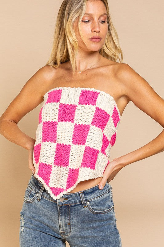 Pink Checkerboard Sweater